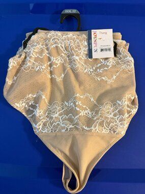 Joyspun Mesh and Lace Thong 3 Pack Tan Ivory Womens XXXL 22 NWT